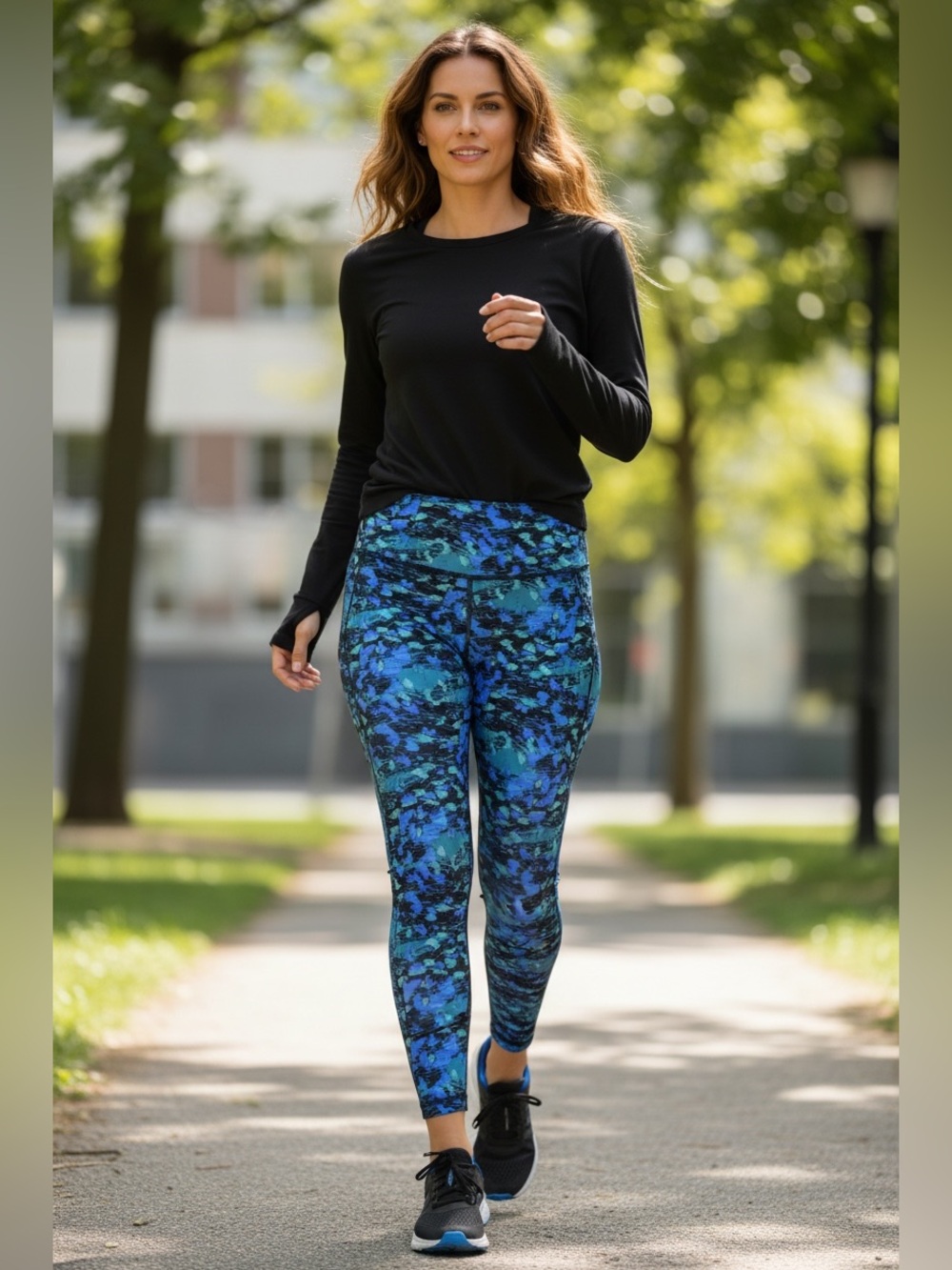 knix Blue & Teal Abstract Print Leggings